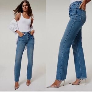 Good American High Waist Straight Jeans sz 0 25 blue slim